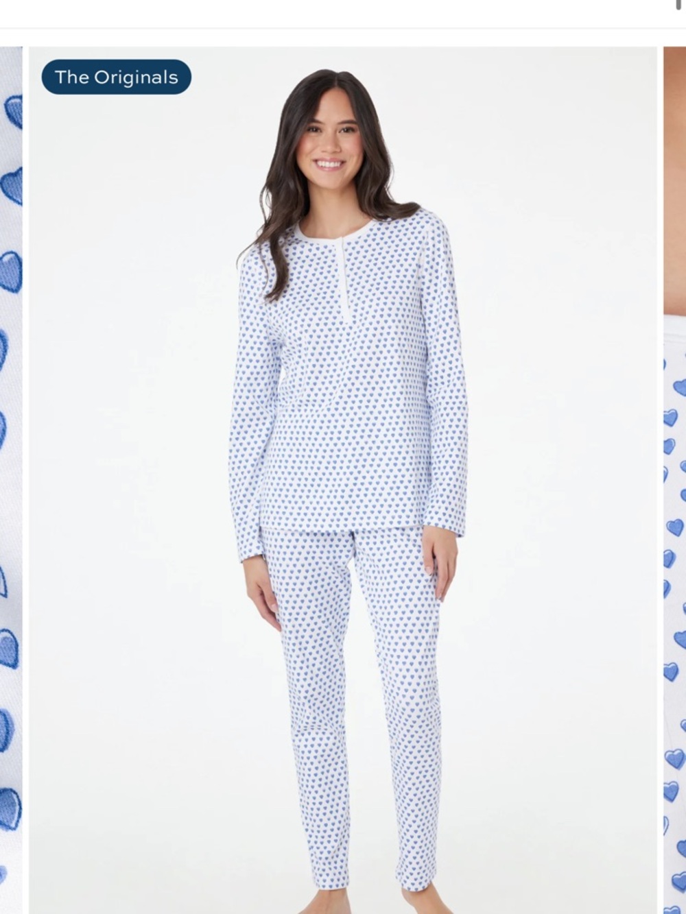 Roller rabbit size M Women's Heart Print Pajama Set — Blue on White
